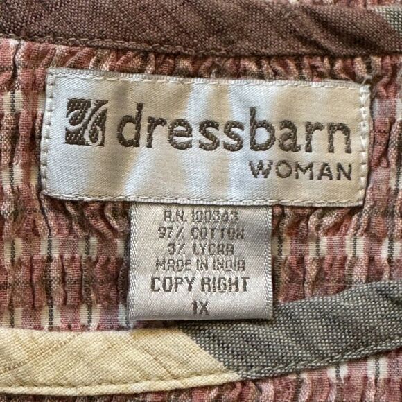 Vintage Dressbarn Womens Smock Stretchy Orange Striped Cotton Summer Tank Top 1X - Picture 2 of 5